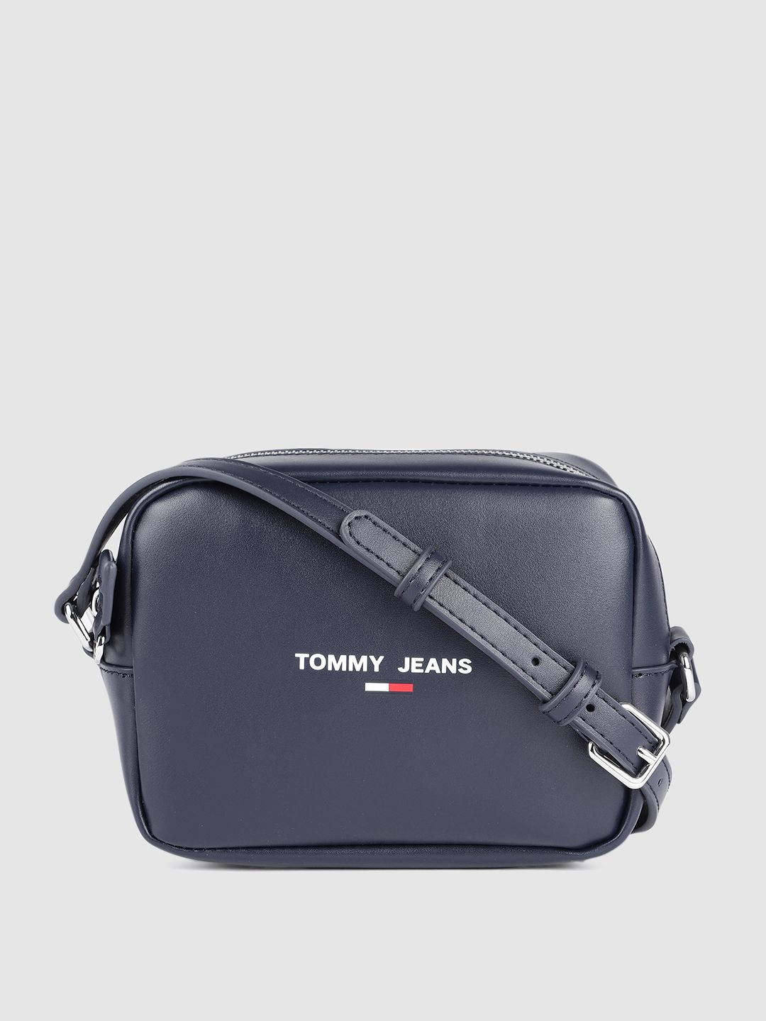Tommy Hilfiger Navy Blue PU Structured Sling Bag Price in India