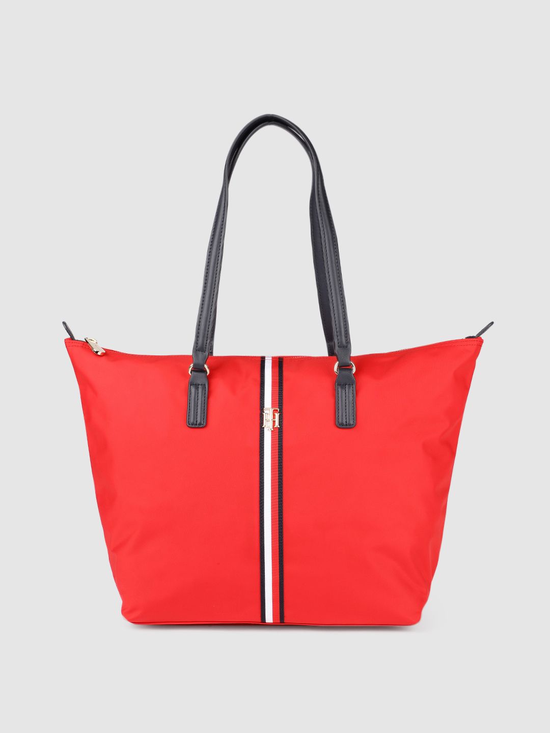 Tommy Hilfiger Red Solid Structured Tote Bag Price in India