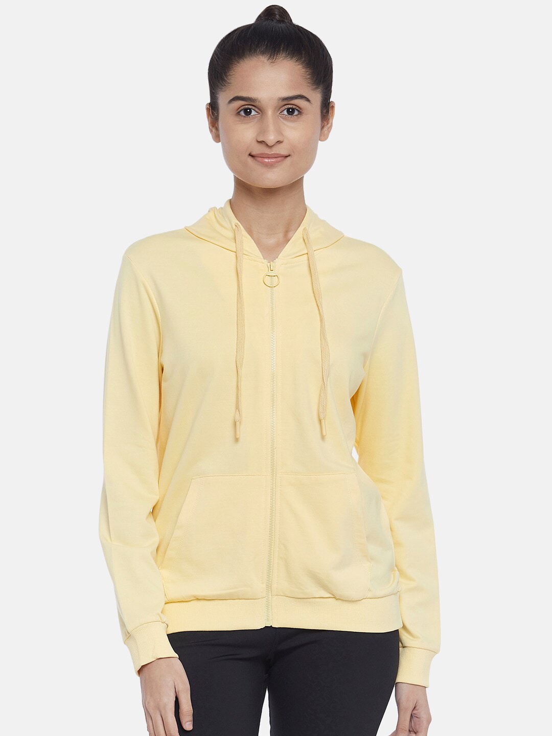 Ajile by Pantaloons Women Yellow Longline Open Front Jacket Price in India