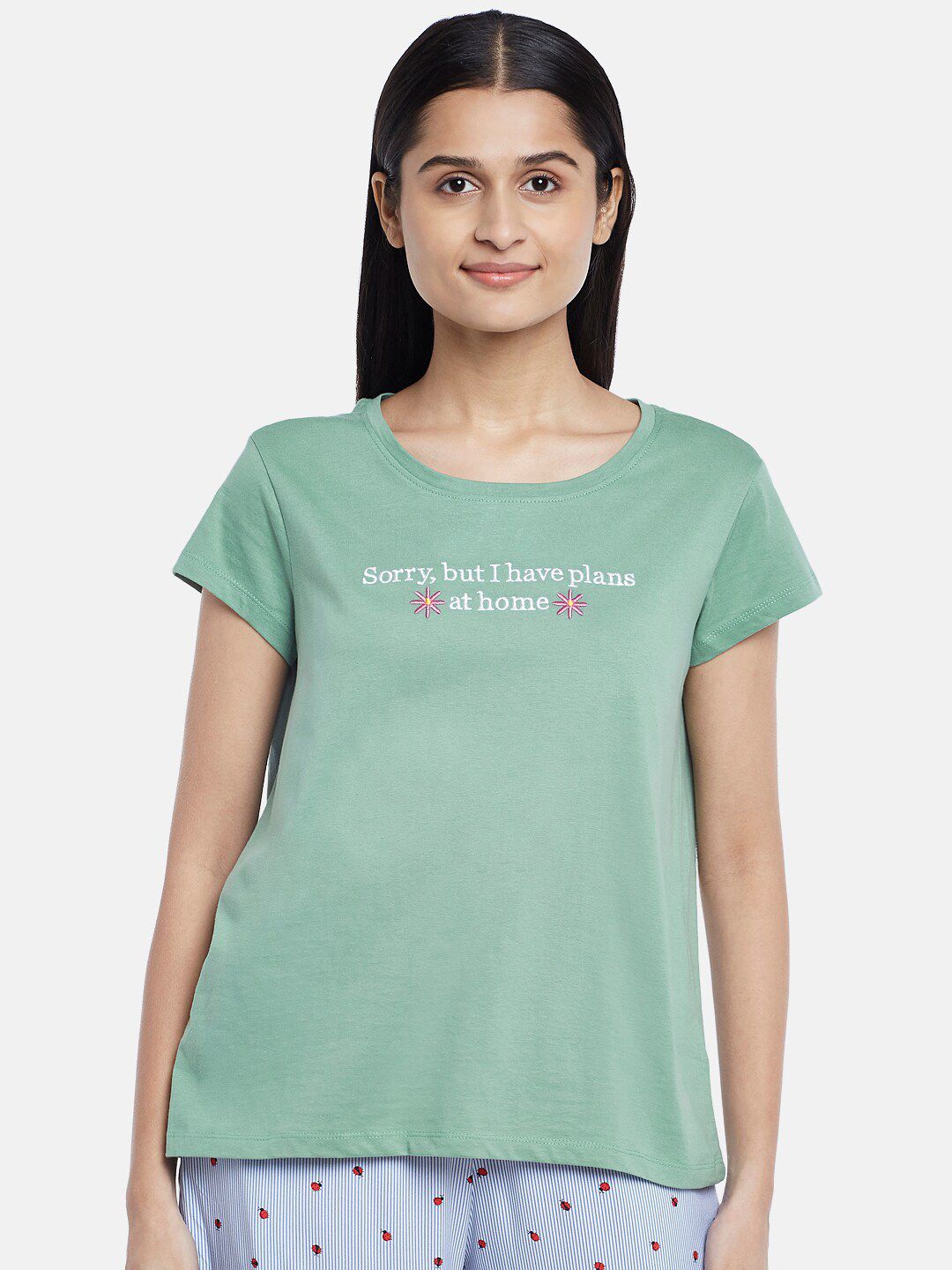 Dreamz by Pantaloons Green Cotton Lounge tshirt Price in India