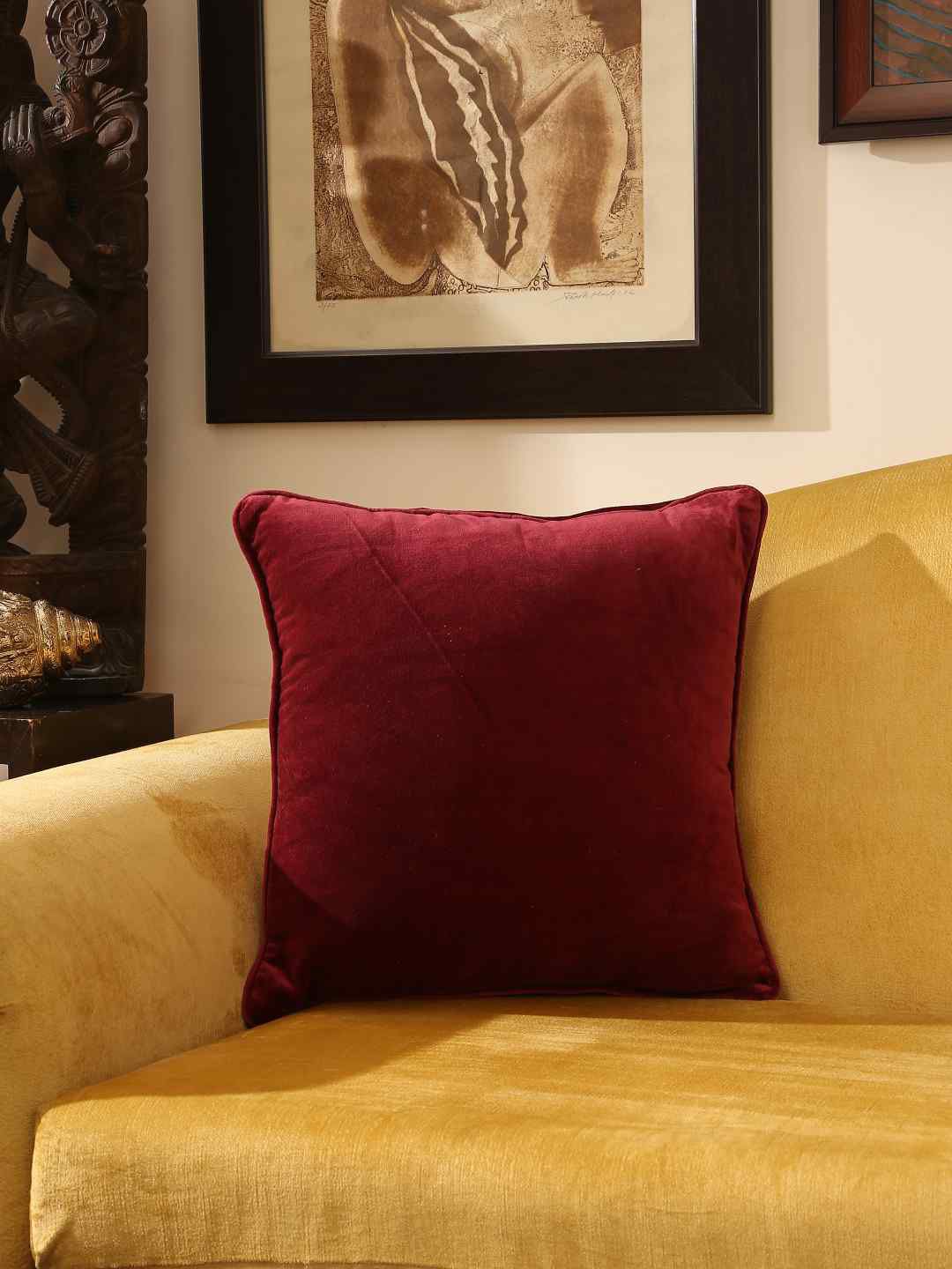 Amoliconcepts Burgundy Square Cushion Covers Price in India