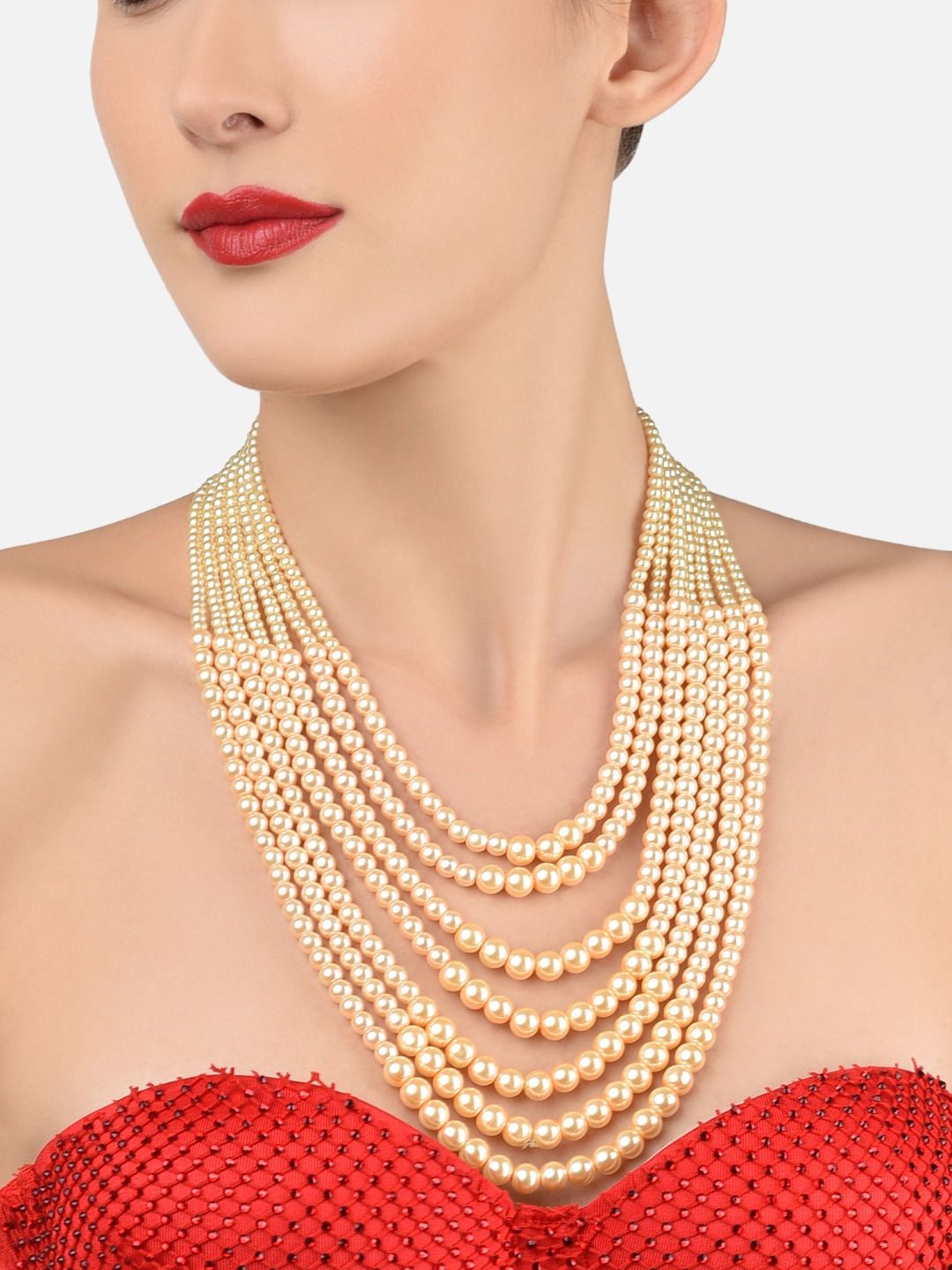 Zaveri Pearls Gold-Toned Gold-Plated Layered Necklace Price in India