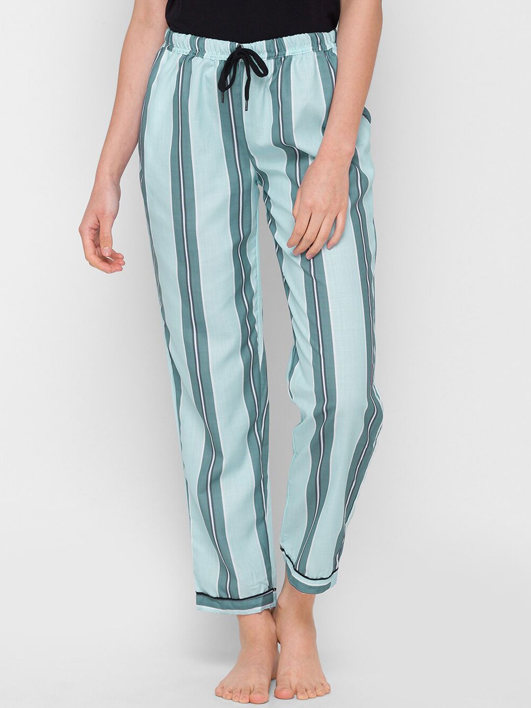 FashionRack Women Blue Striped Lounge Pants Price in India