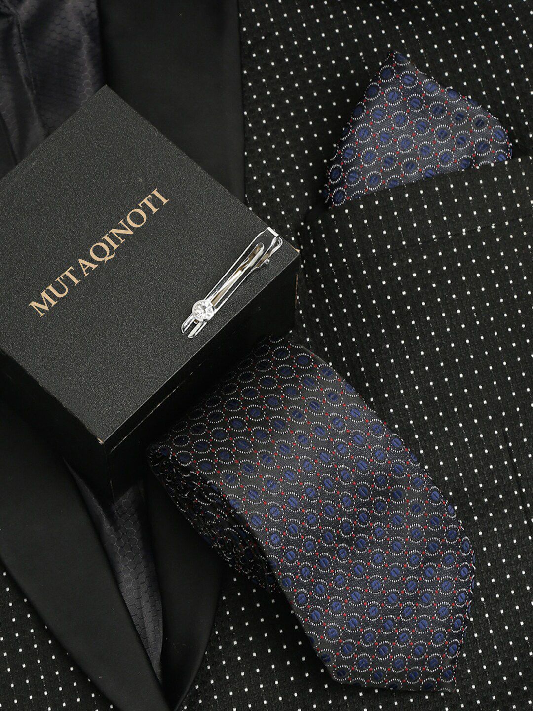 MUTAQINOTI Men Silk Necktie Accessory Gift Set