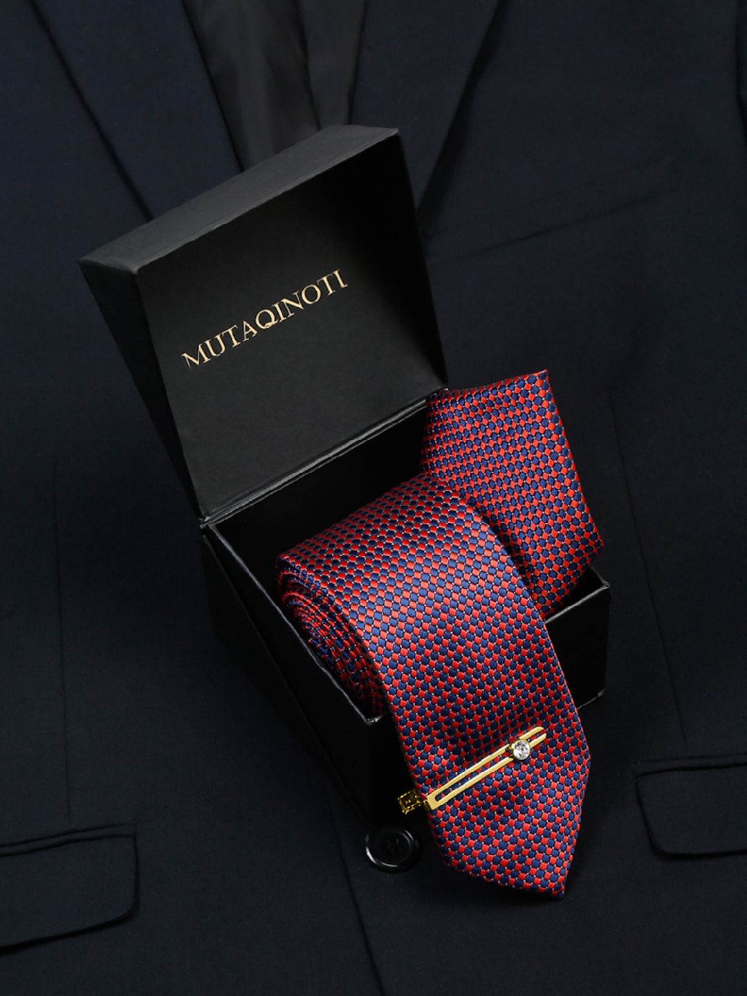 MUTAQINOTI Men Silk Necktie Accessory Gift Set