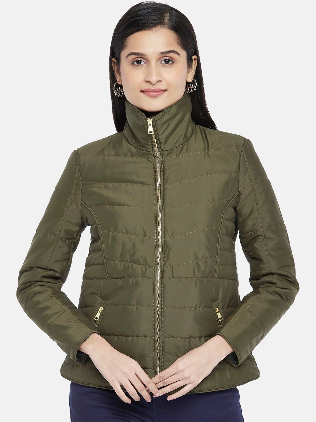 Honey by Pantaloons Women Olive Green Tailored Jacket Price in India