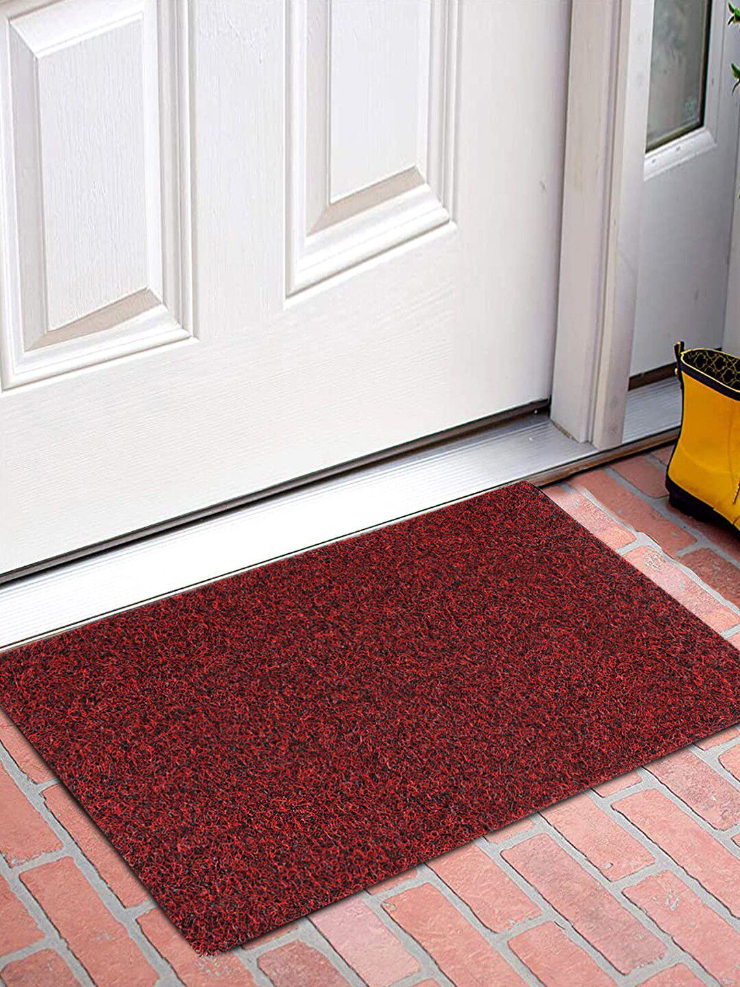 Kuber Industries Maroon & Black Self-Design Anti-Slip Doormat Price in India