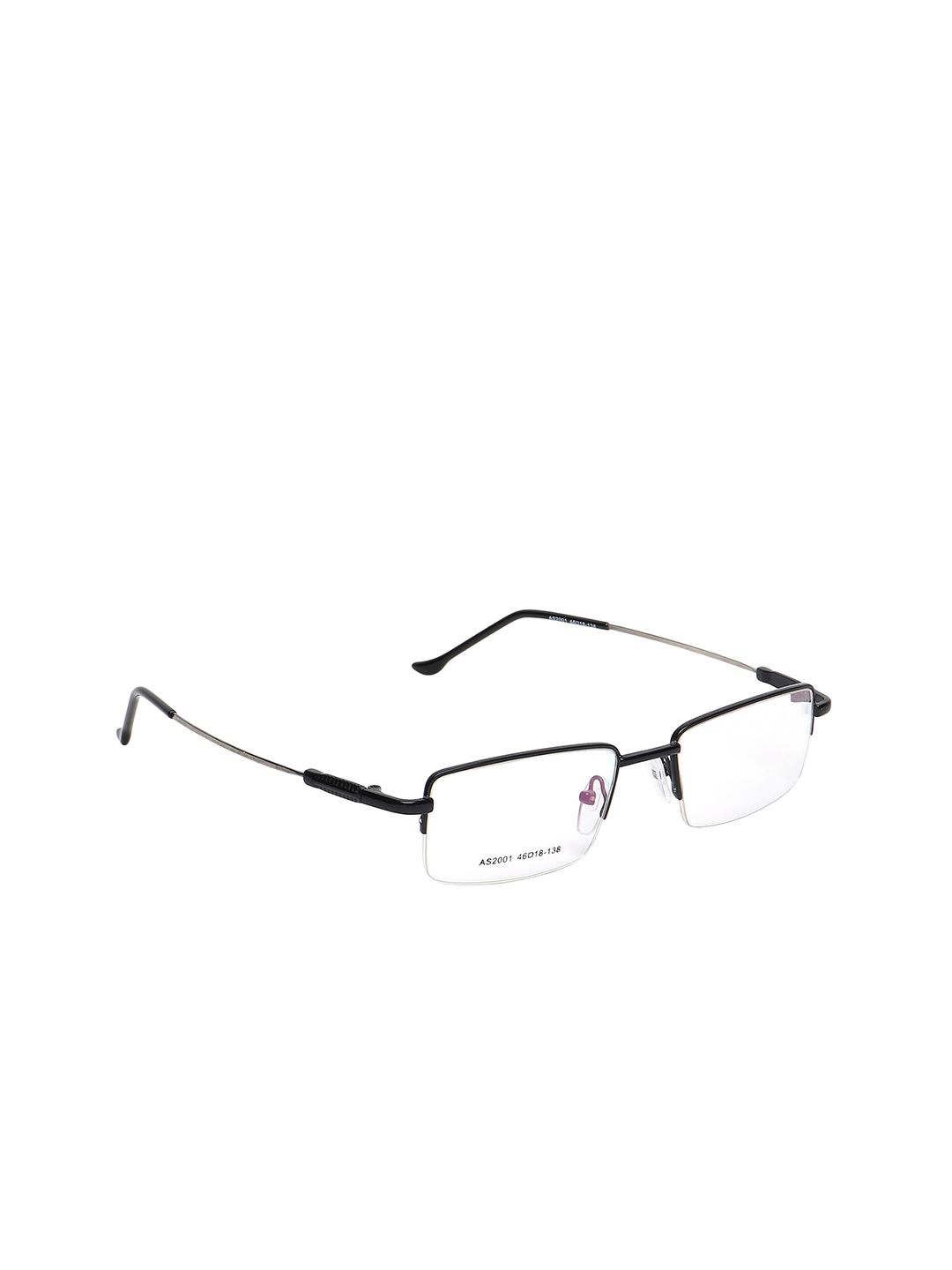 ALIGATORR Unisex Clear Lens & Black Rectangle Sunglasses AGR_HLF-SUP_BLK