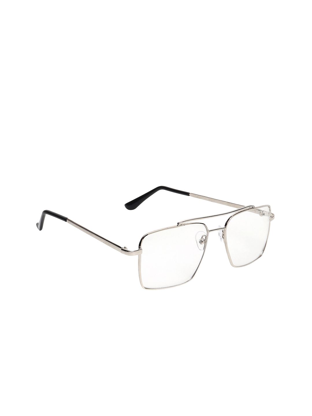 ALIGATORR Unisex Clear Lens & Silver-Toned UV Protected Square Sunglasses AGR_QUATRA_N-WHT Price in India