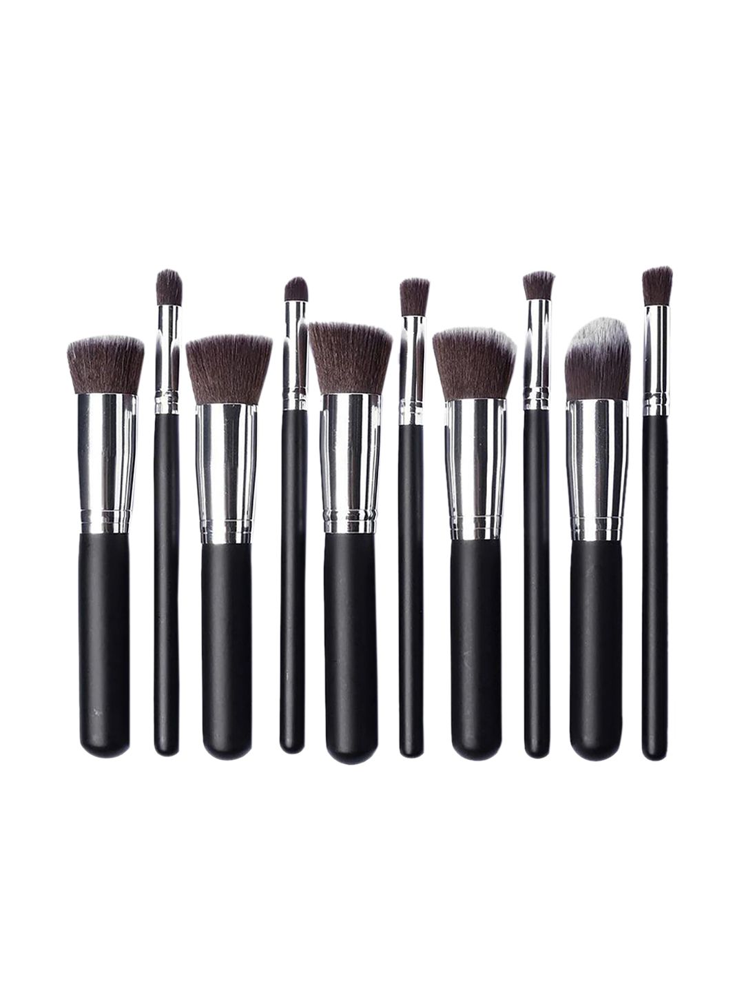 Ronzille Set of 10 Makeup Brushes - Black Price in India