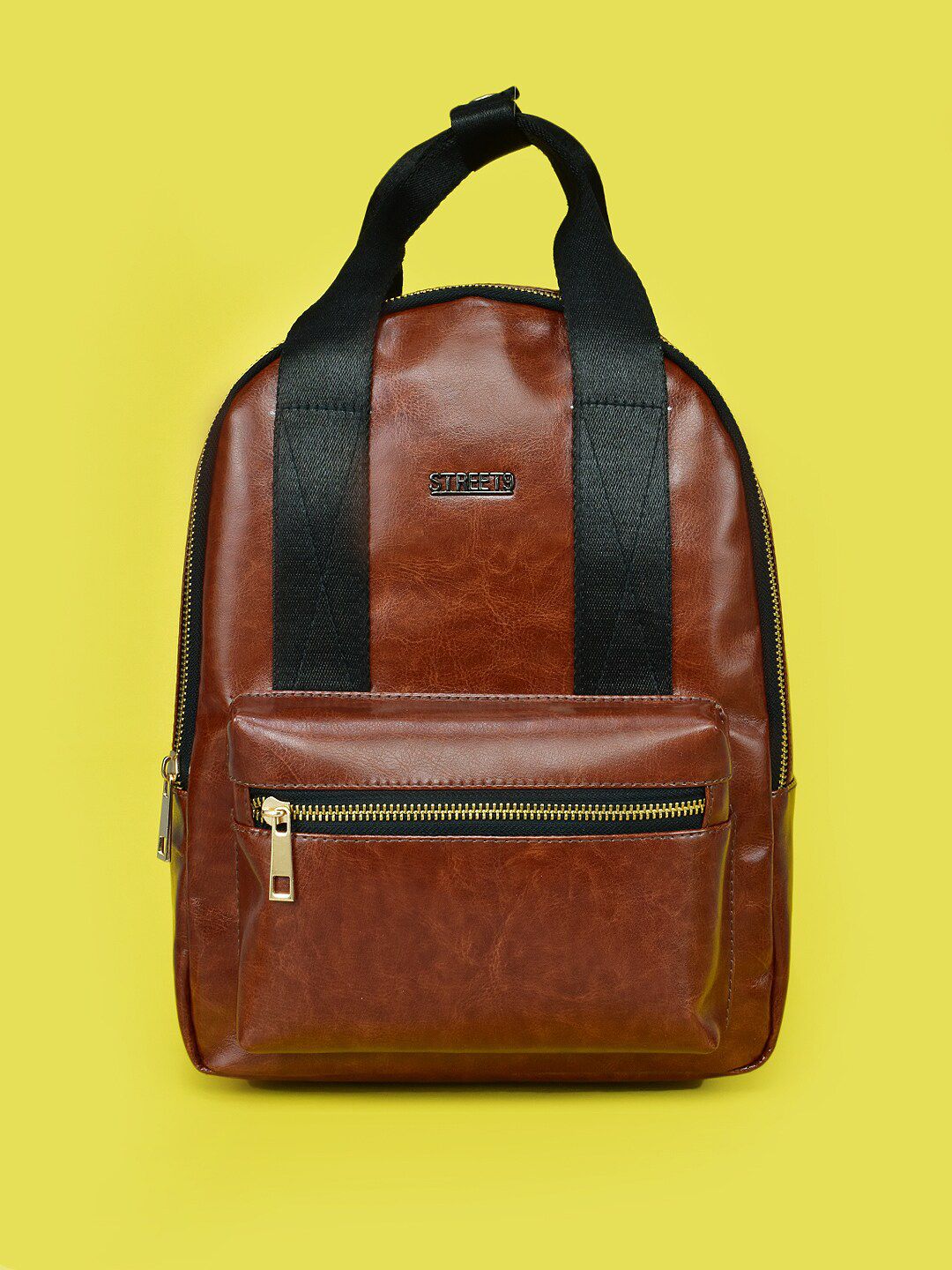 STREET 9 Women Brown Contrast Detail Backpack Price in India