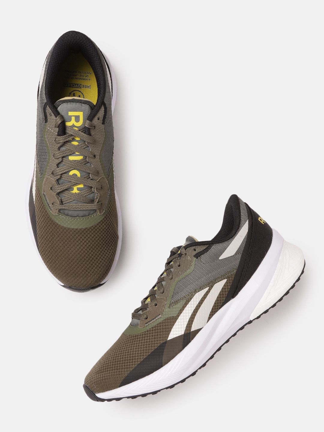 Reebok Men Olive Green & Off-White Woven Design Floatride Energy Streak Running Shoes