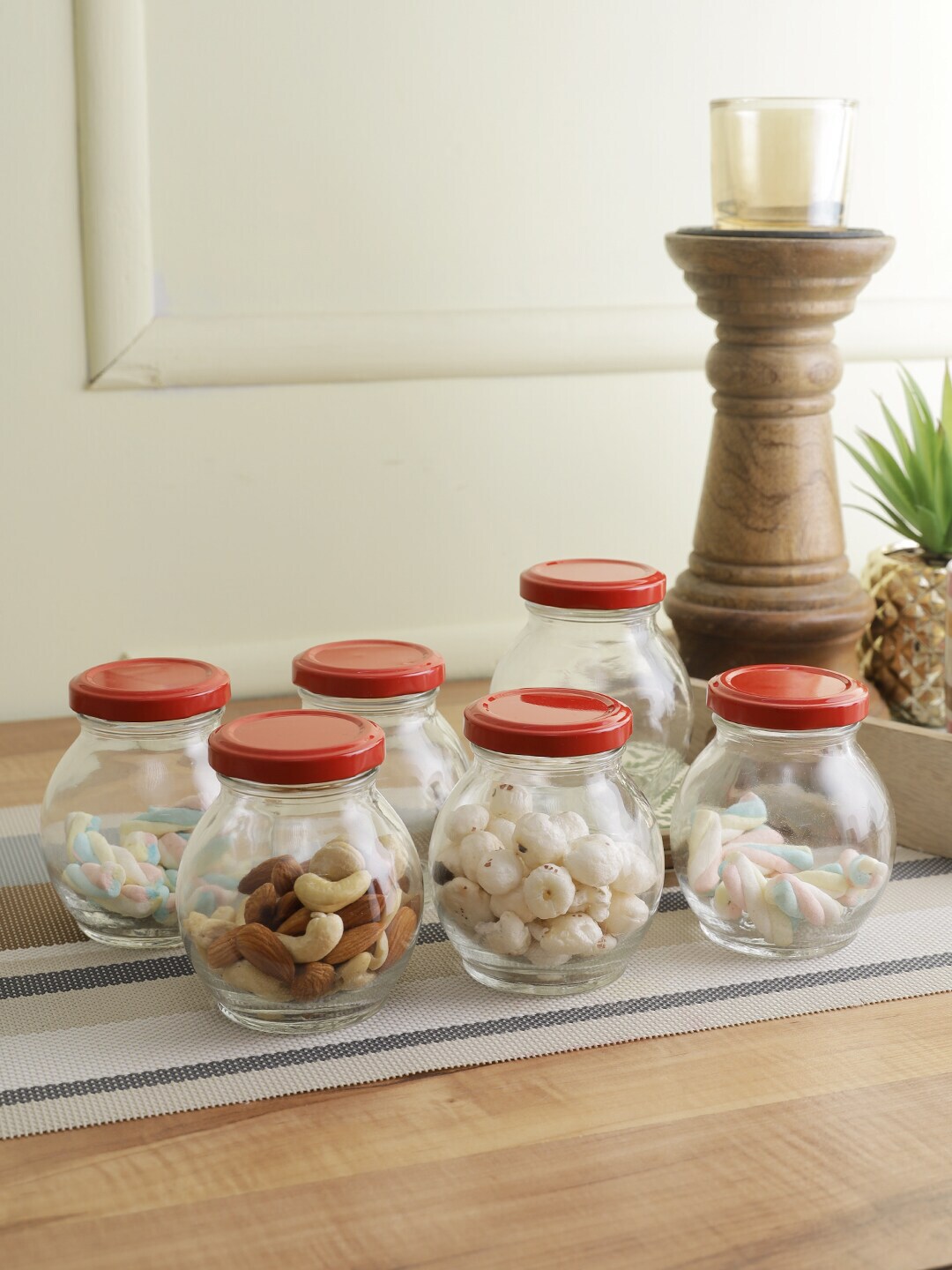 Storehaus Set Of 6 Transparent Solid Matka Glass Jar Price in India