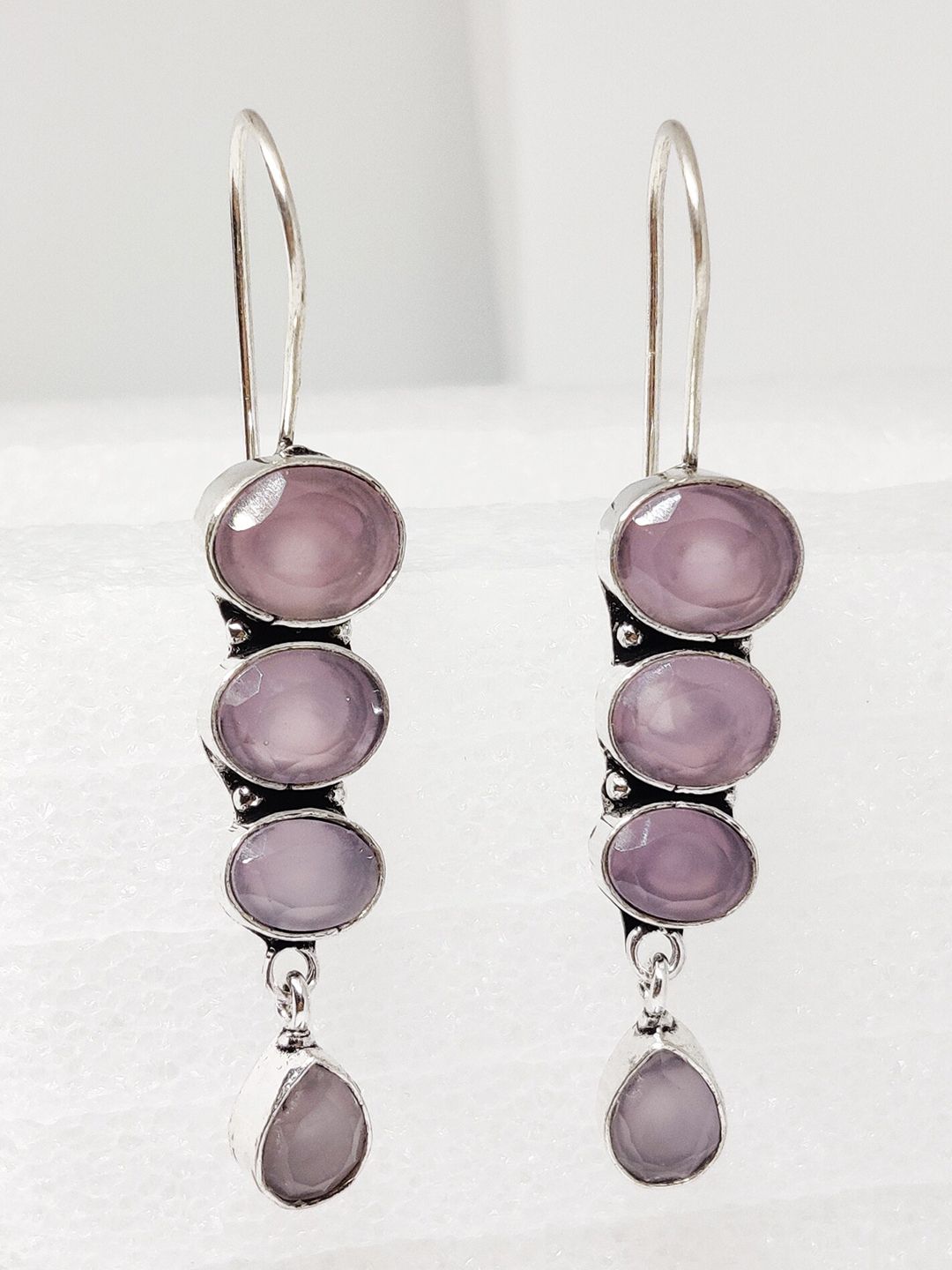 EL REGALO Pink & Silver-Toned Drop Earrings Price in India