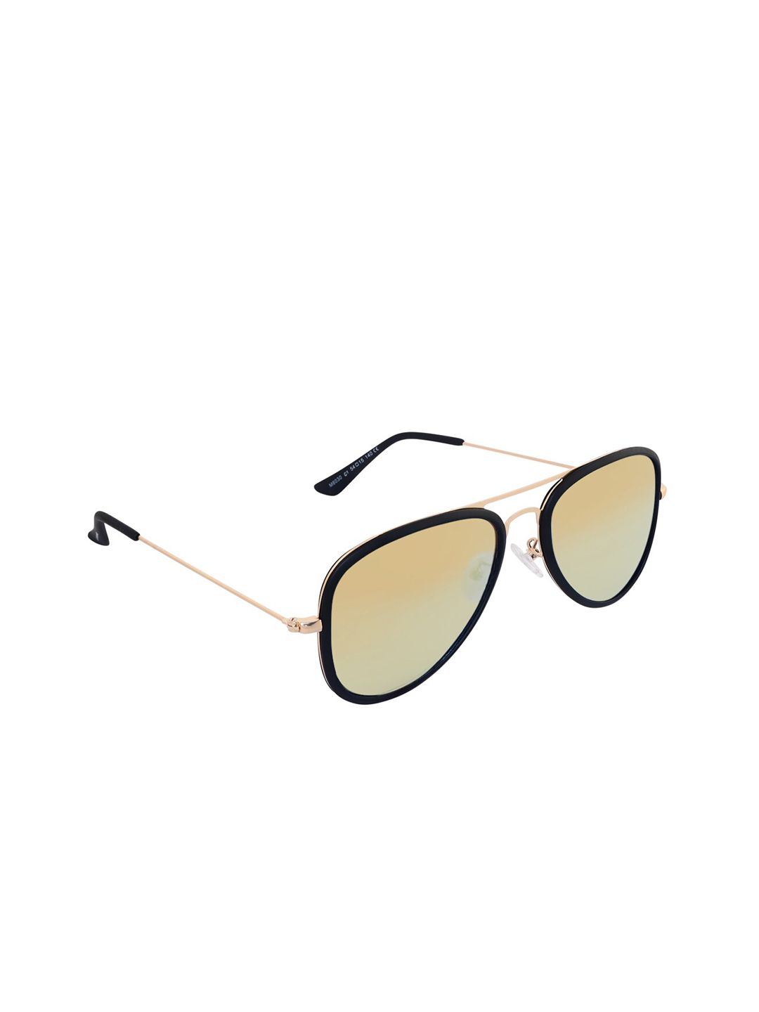 GIORDANO Unisex Gold Lens & Black Aviator Sunglasses with Polarised Lens GA6030C01