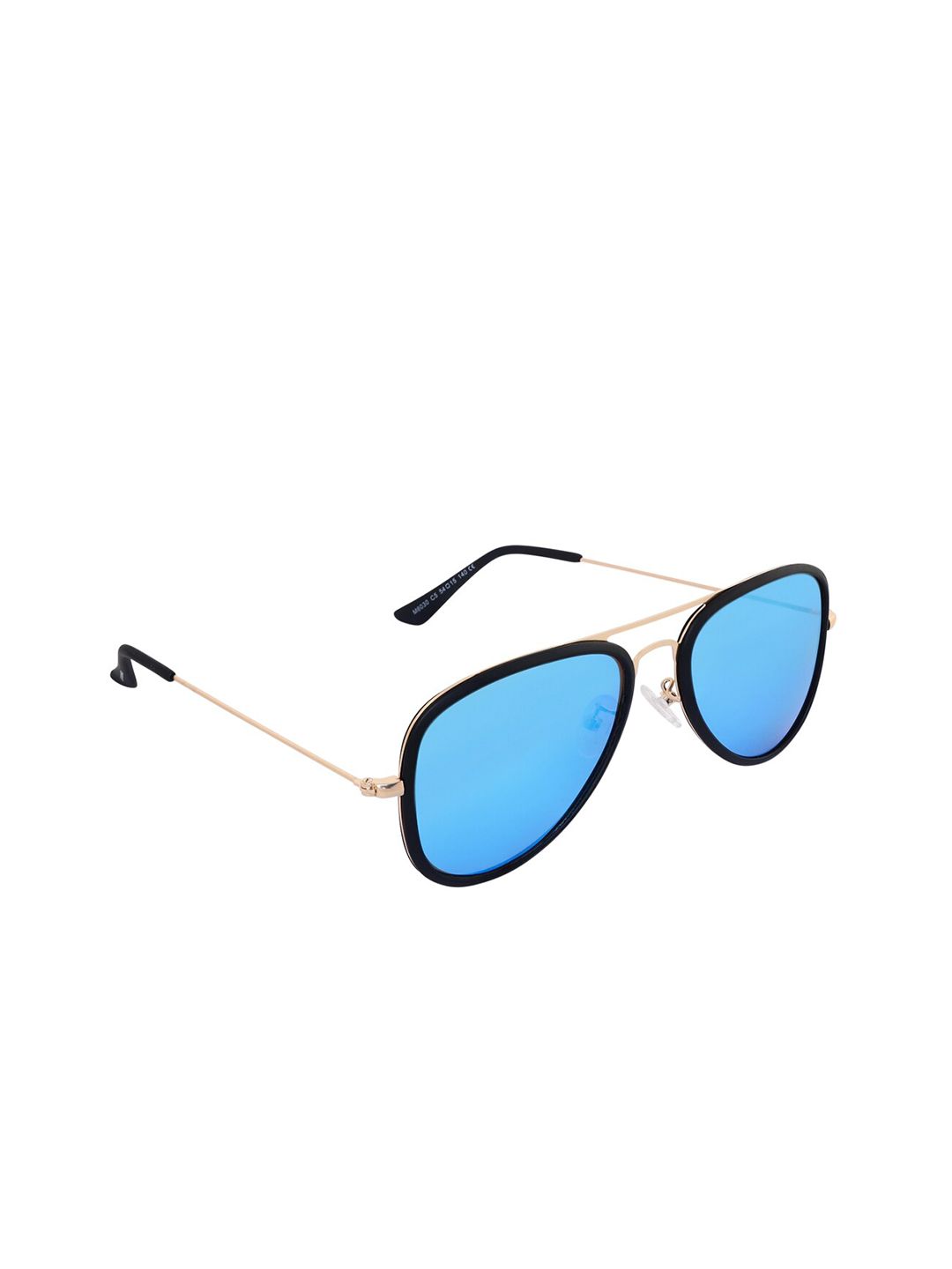 GIORDANO Unisex Blue Lens & Gold-Toned Aviator Sunglasses with Polarised Lens GA6030C05 Price in India