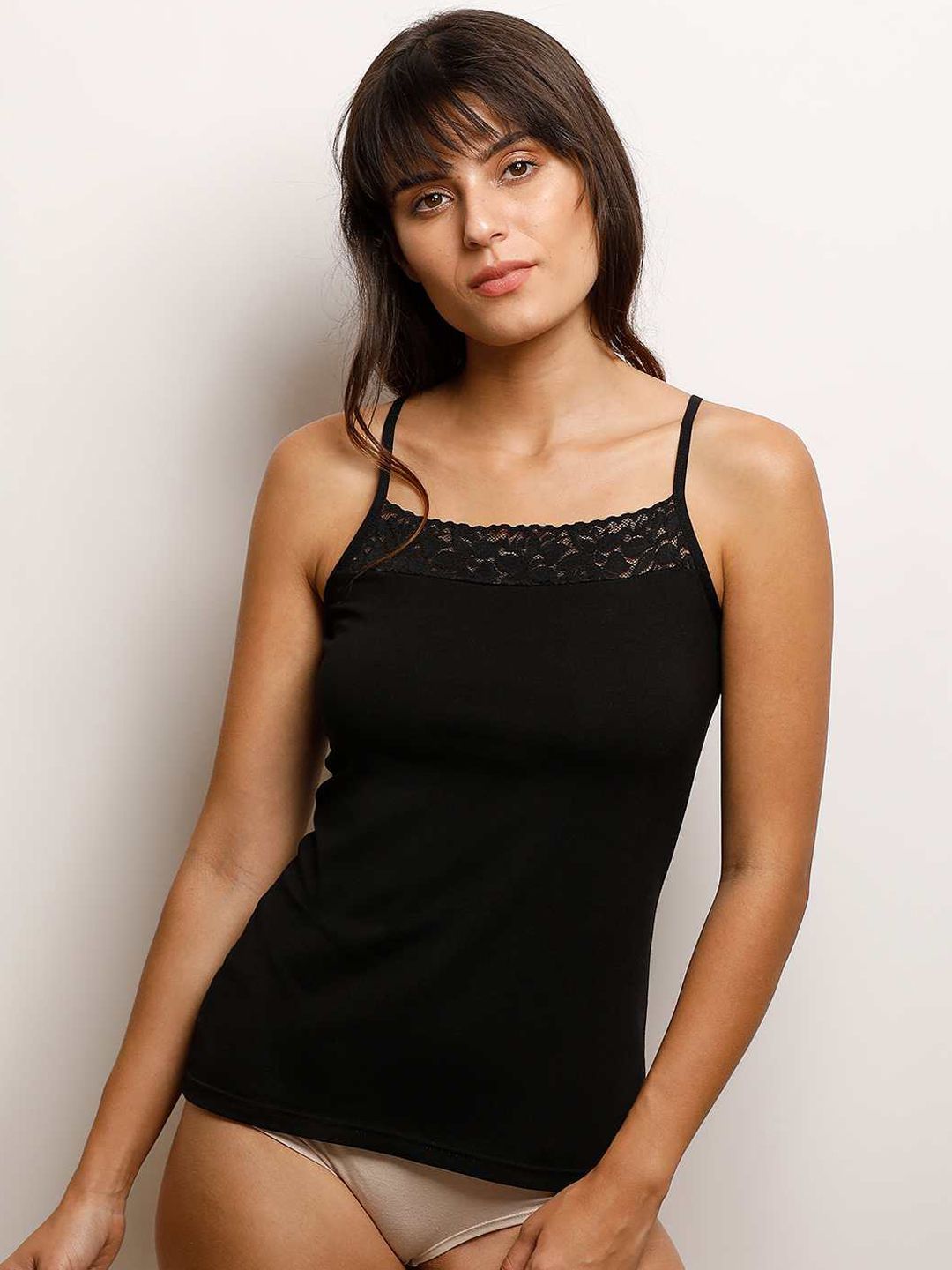 Zivame Women Black Solid Non-Padded Pure Cotton Camisoles deal from myntra