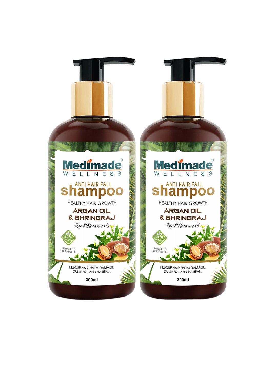 Medimade Set of 2 Anti-Hair Fall Shampoo with Argan Oil & Bhringraj - 300 ml each Price in India