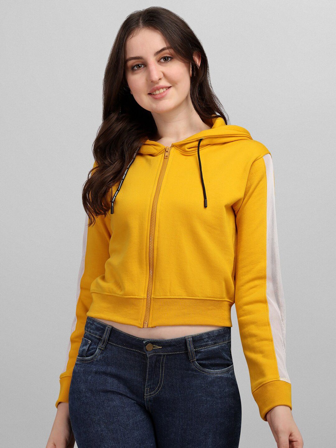 Selvia Women Mustard Yellow Hooded Sweatshirt Price in India