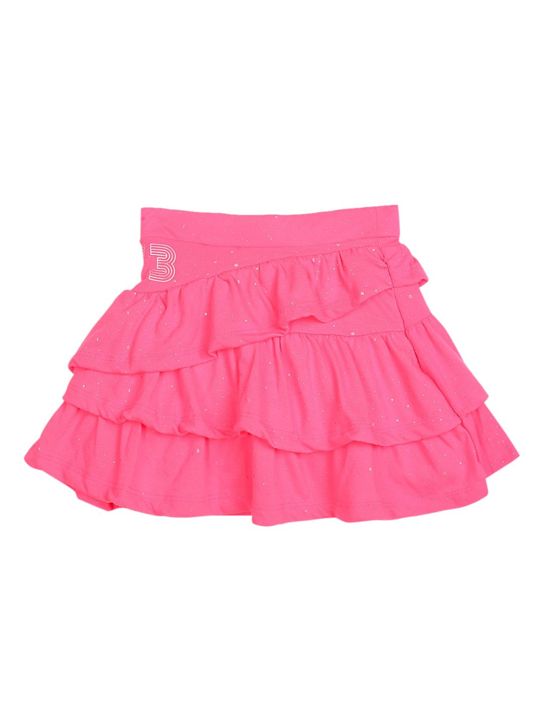 Cherokee Girls Pink Printed Layered A-line Mini Skirt