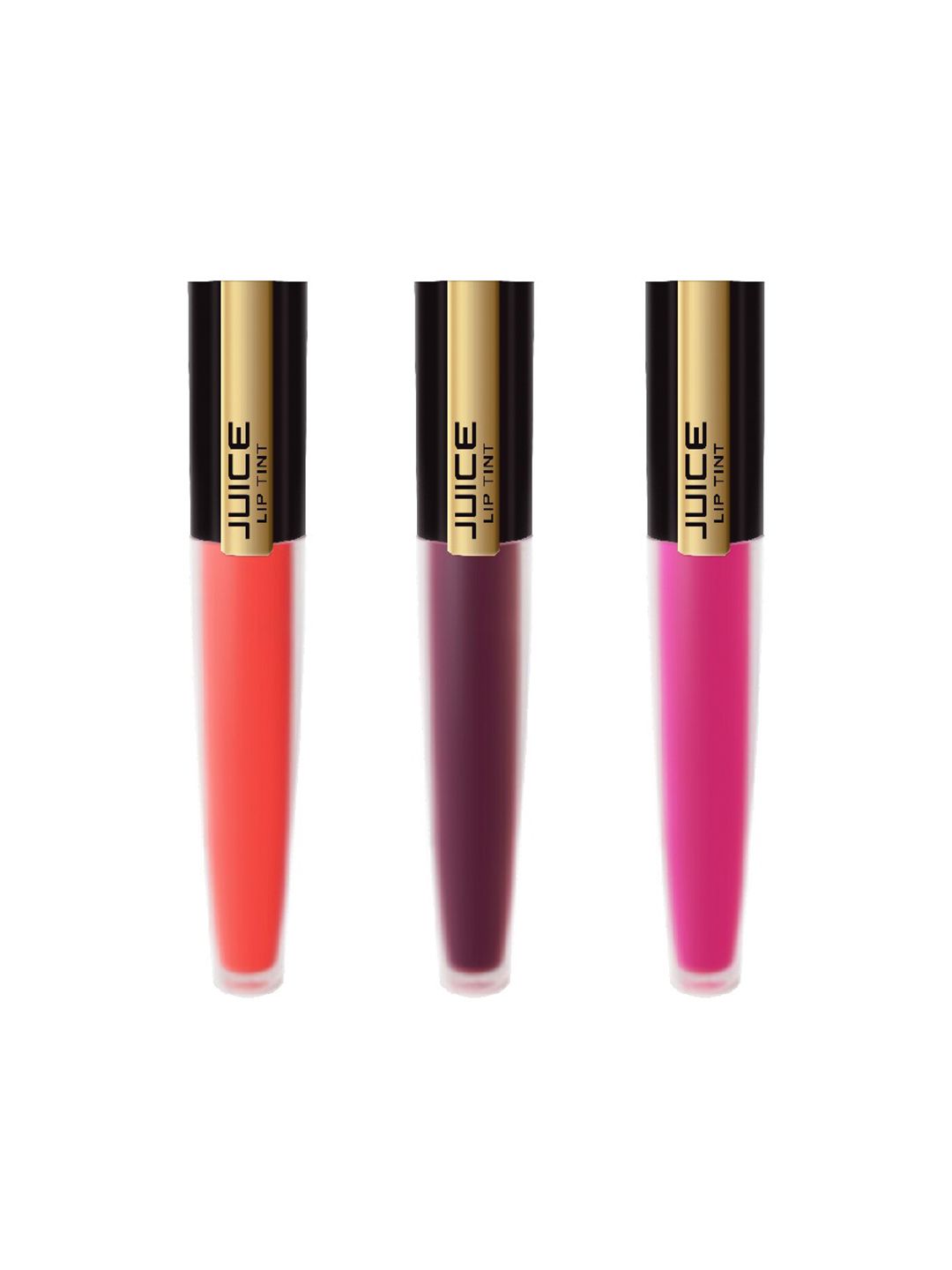 JUICE Pack of 3 Matte Lip Tint Preppy Red M-21, Black Cherry M-42, Forbidden Fuchsia M-82 Price in India