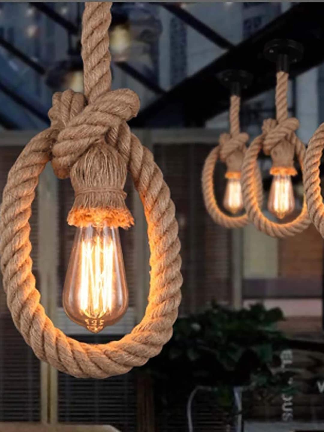 Homesake Beige Edison Lamp Rustic Rope Hanging E27 Holder Price in India