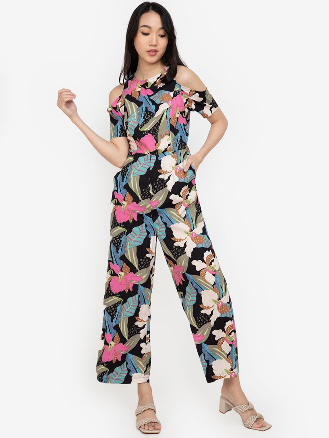 ZALORA BASICS Multicoloured Printed Recycled Polyester Jumpsuit Price in India