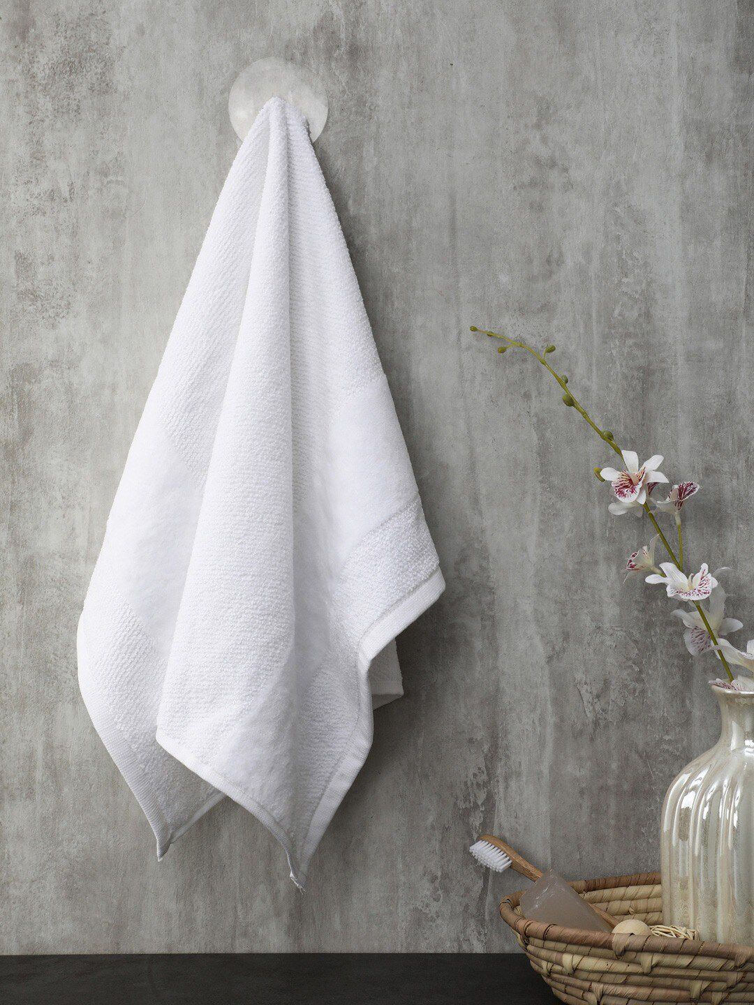 Pure Home and Living White Set of 4 Hand Towels Price in India