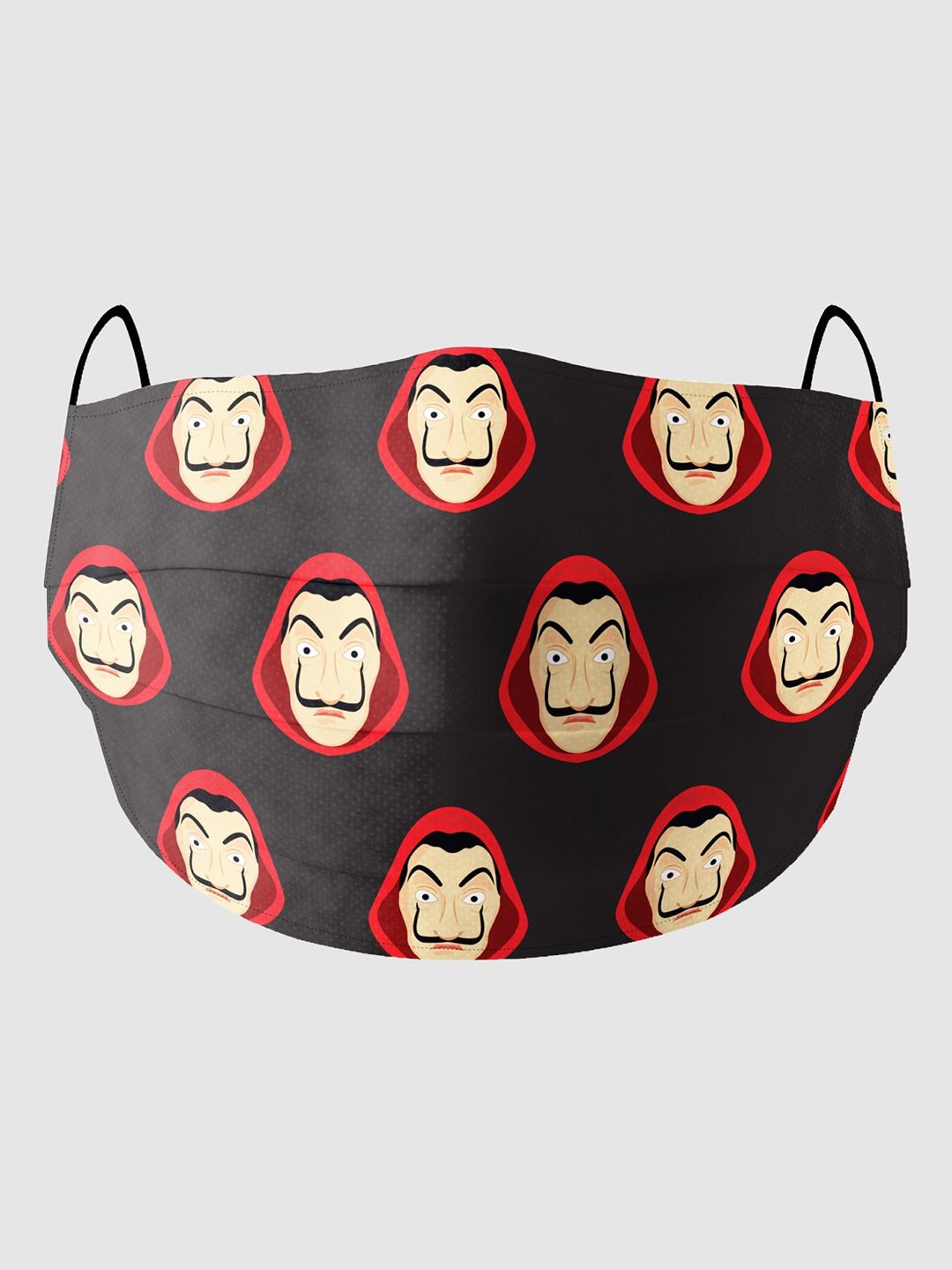 Soxytoes Black & Red Money Heist Printed Cotton 4-Ply Reusable Protective Outdoor Mask Price in India