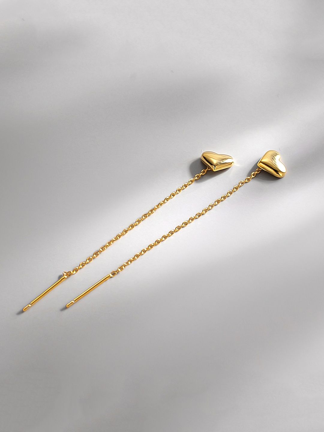 Yellow Chimes Gold-Toned Set Of 2 Heart Shaped Long Chain Drop Earrings Price in India