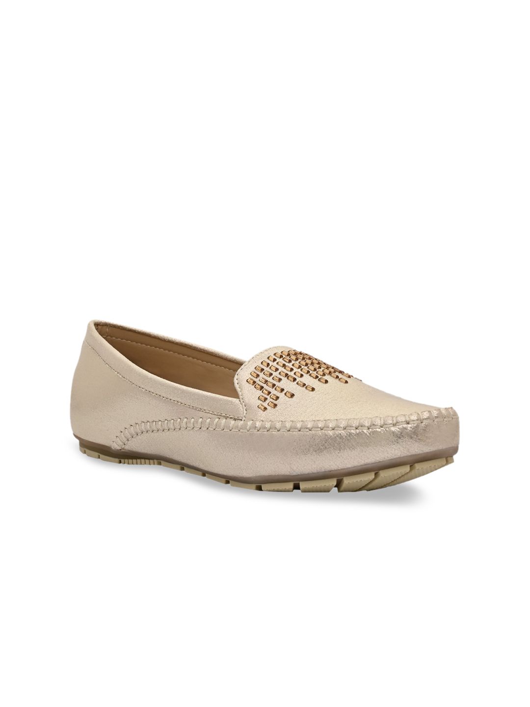 Jove Women Gold-Toned PU Loafers Price in India