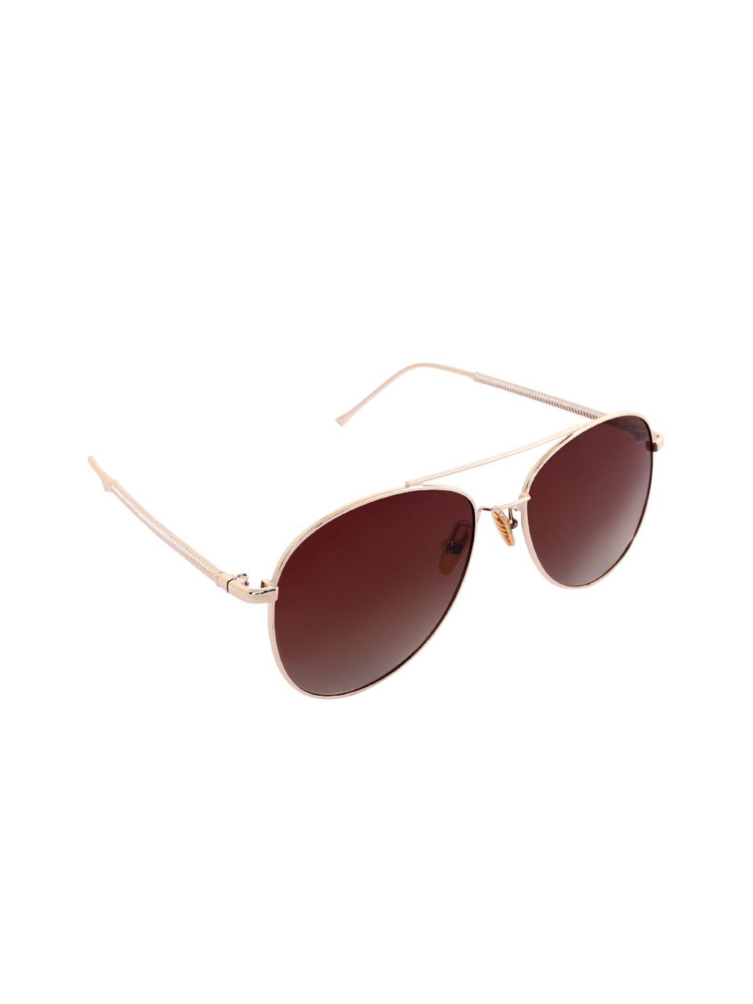 GIORDANO Unisex Brown Lens & Gold-Toned Aviator Sunglasses with Polarised Lens GA6017C03