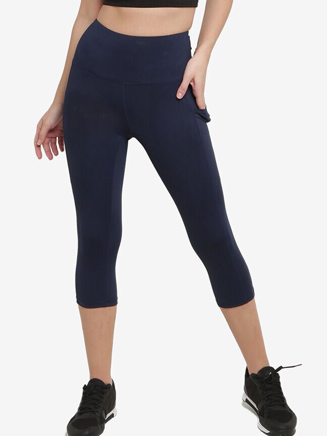 ZALORA ACTIVE Women Navy Blue Yoga Tights With Side Pockets Price in India