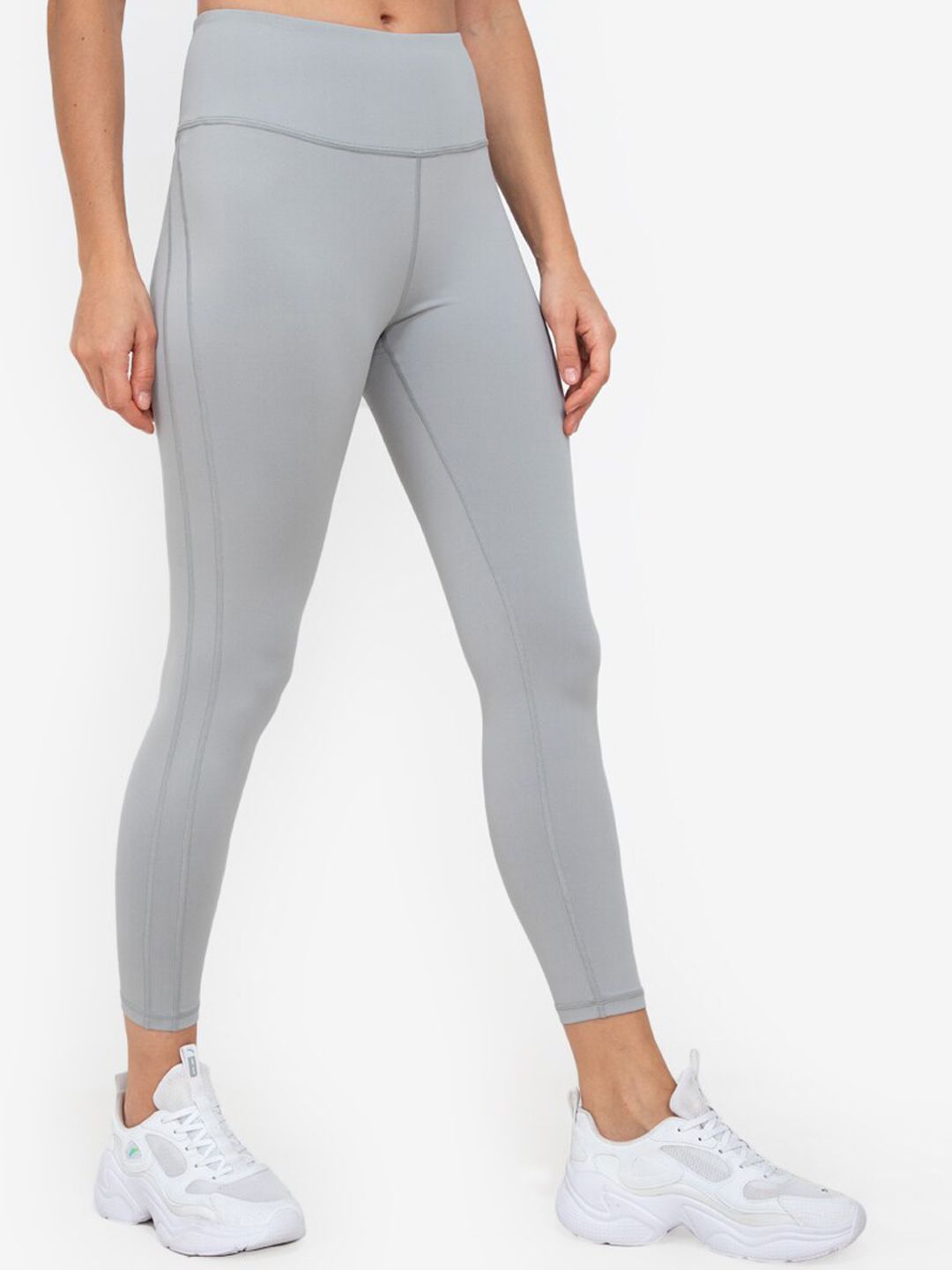 ZALORA ACTIVE Women Grey Solid Cropped Tights Price in India