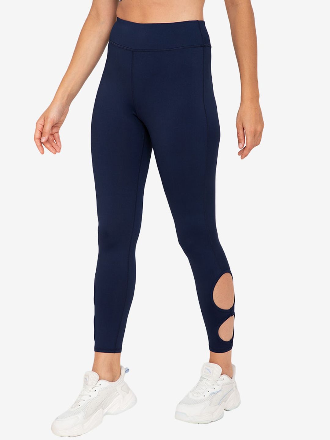 ZALORA ACTIVE Women Navy Blue Sports Cut Out Detail Tights Price in India