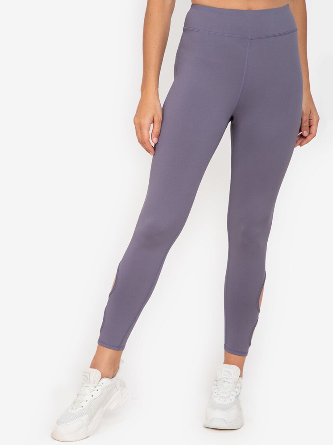 ZALORA ACTIVE Women Grey Sports Cut Out Detail Tights Price in India