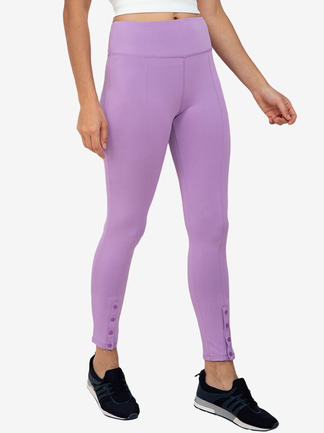ZALORA ACTIVE Women Purple Snap Button Hem Fitted Tights Price in India