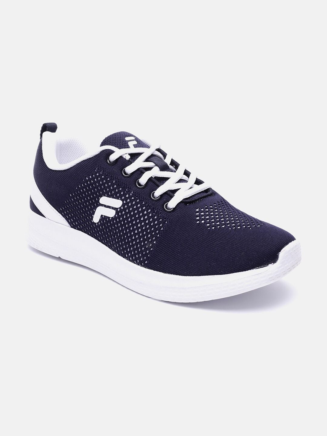 FILA Women Navy Blue & White PU Running Sport Shoes Price in India