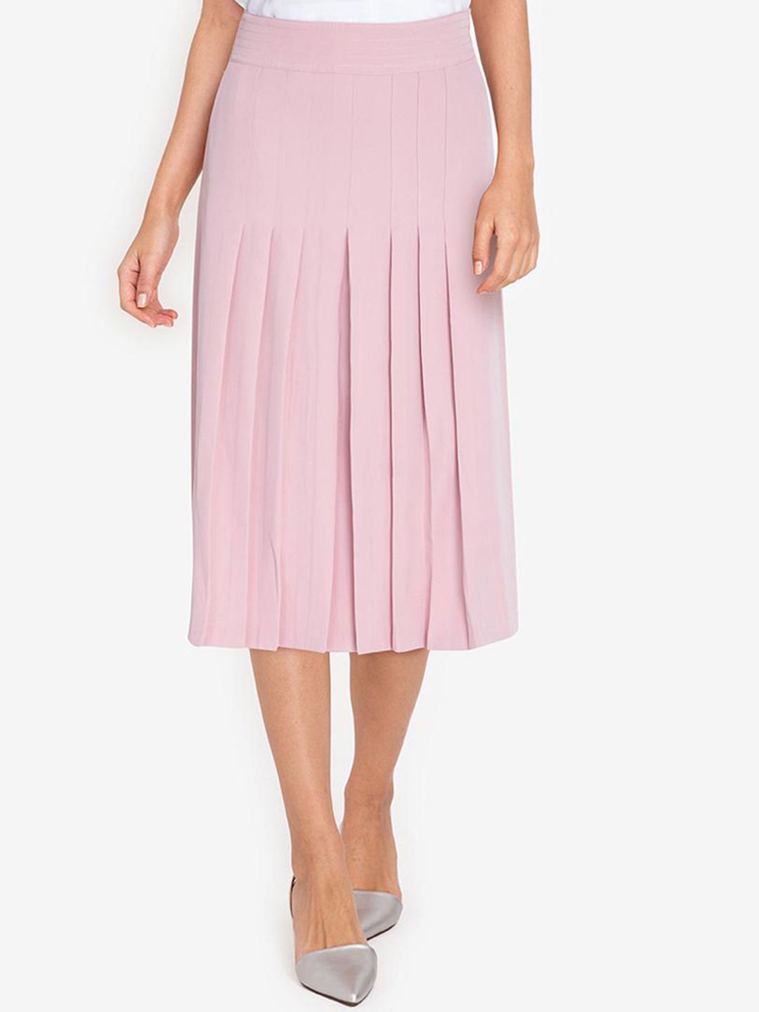 ZALORA WORK Women Pink Pleated Front Skirt