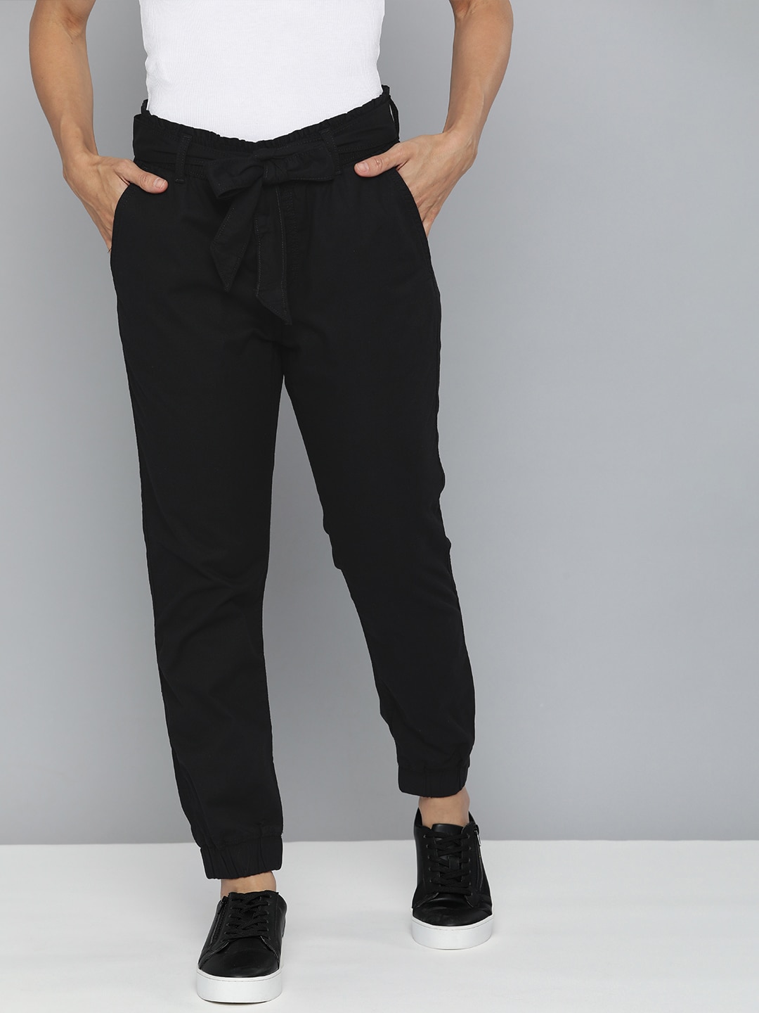 Levis Women Black Solid High-Rise Joggers Price in India