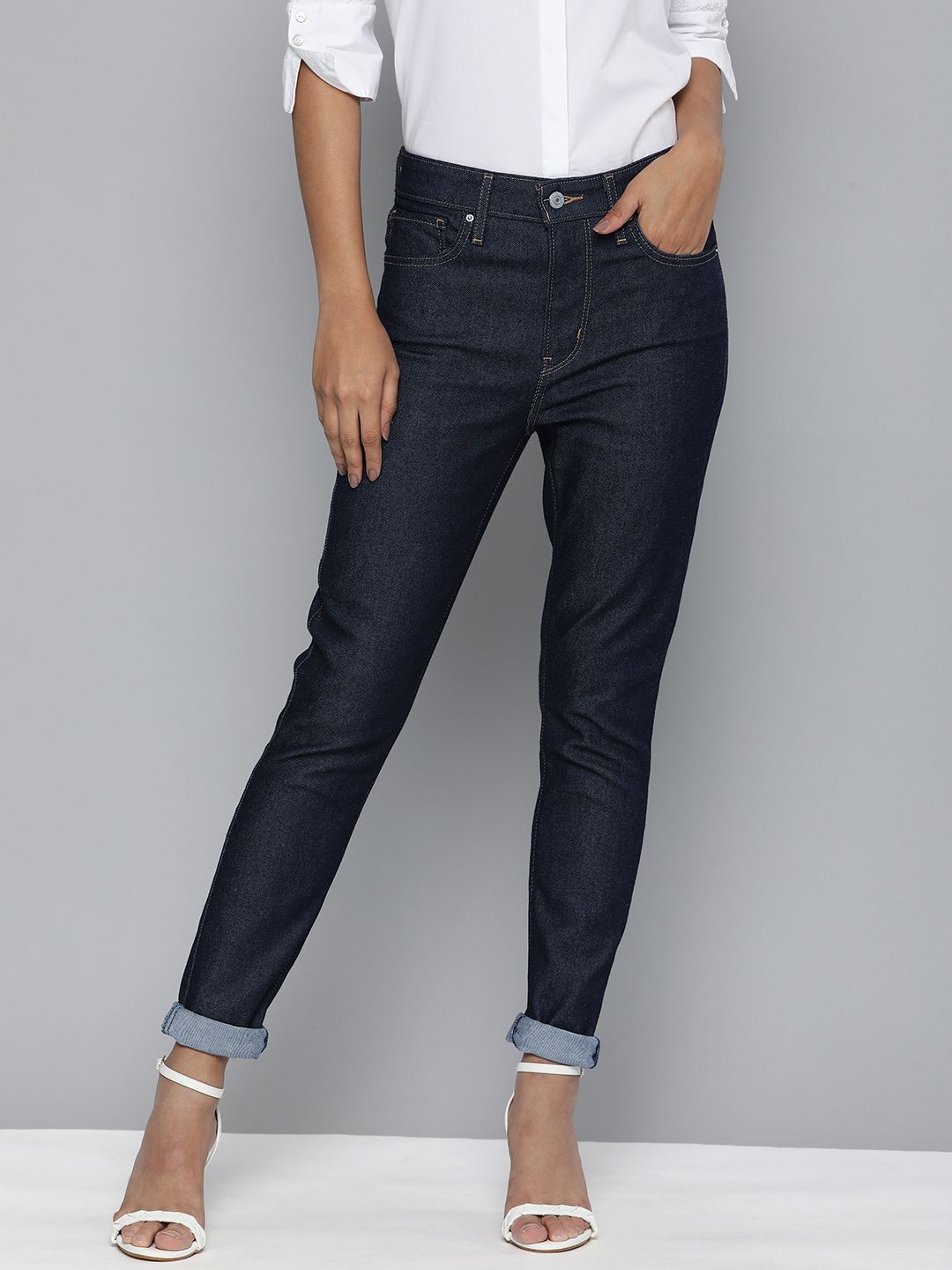 Levis Women Blue 721 Skinny Fit High-Rise Stretchable Jeans Price in India