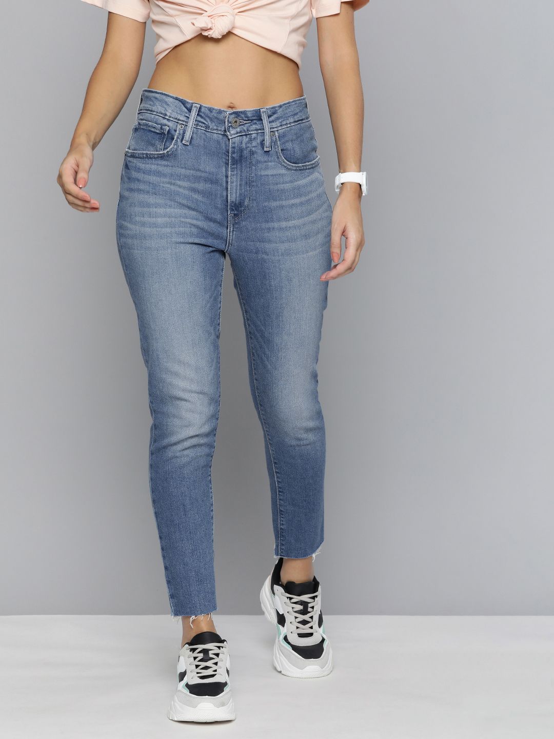 Levis Women Blue 721 Skinny Fit High-Rise Light Fade Stretchable Jeans Price in India