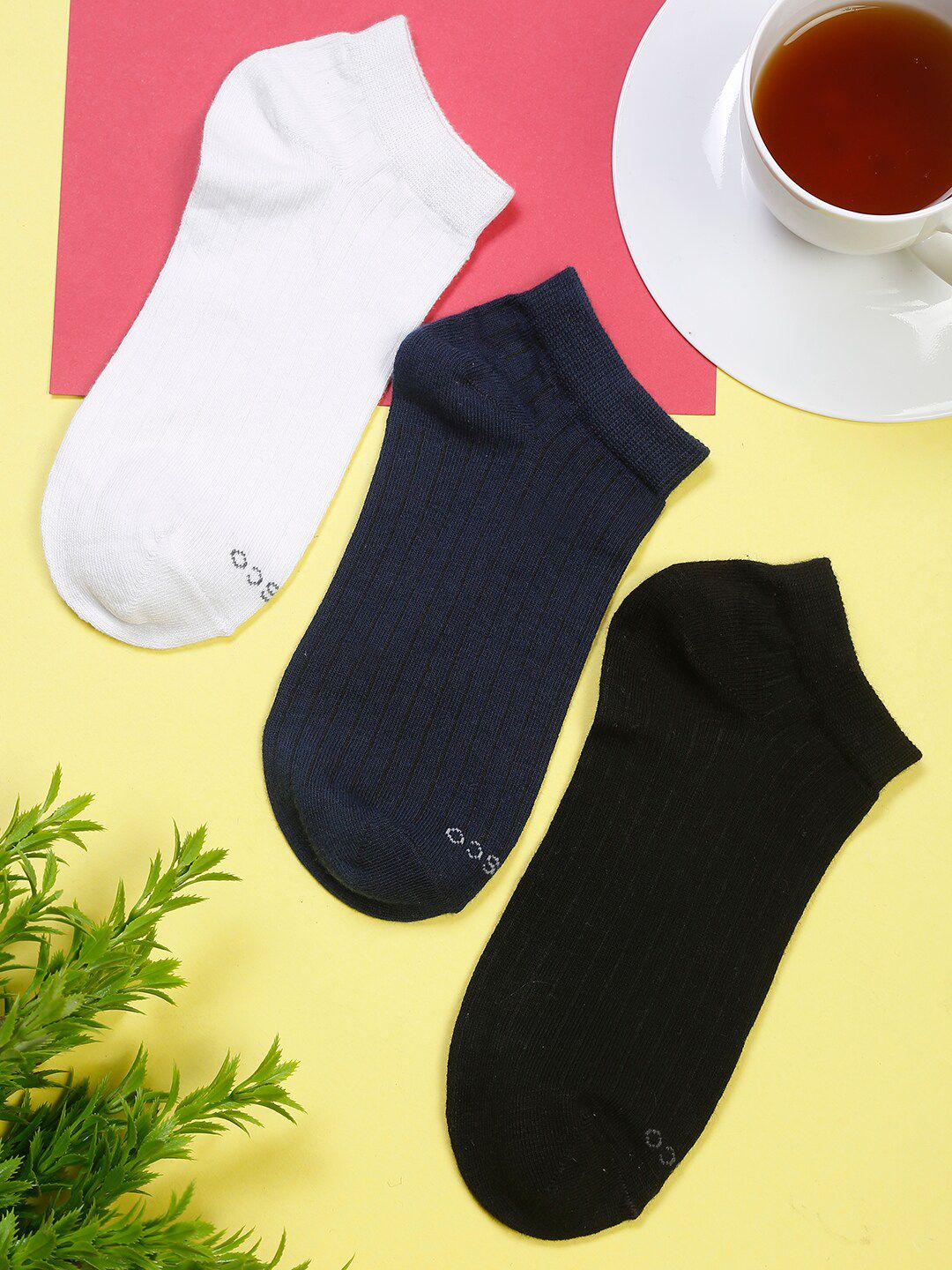 MUTAQINOTI Men Pack Of 3 Assorted Ankle-Length Antimicrobial Socks