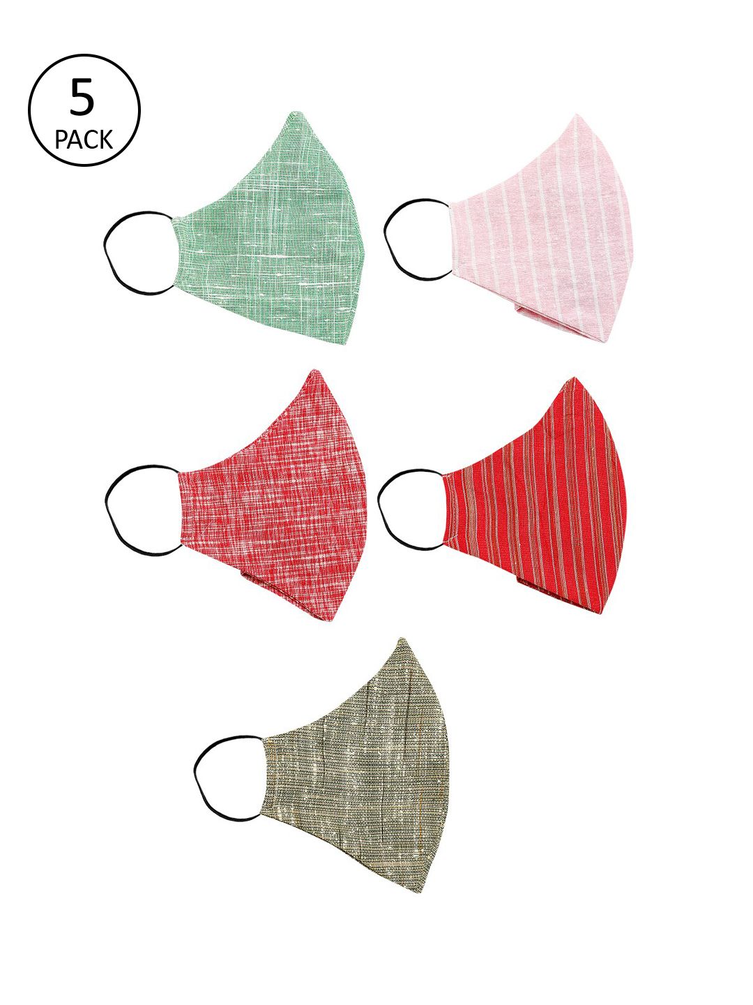 Aujjessa Pack of 5 Pure Cotton Reusable Cloth Masks Price in India