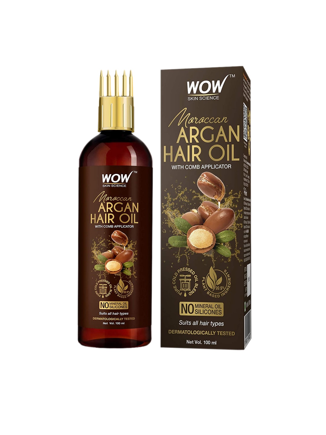 WOW SKIN SCIENCE Moroccan Argan Hair Oil with Comb Applicator 100 ml Price in India