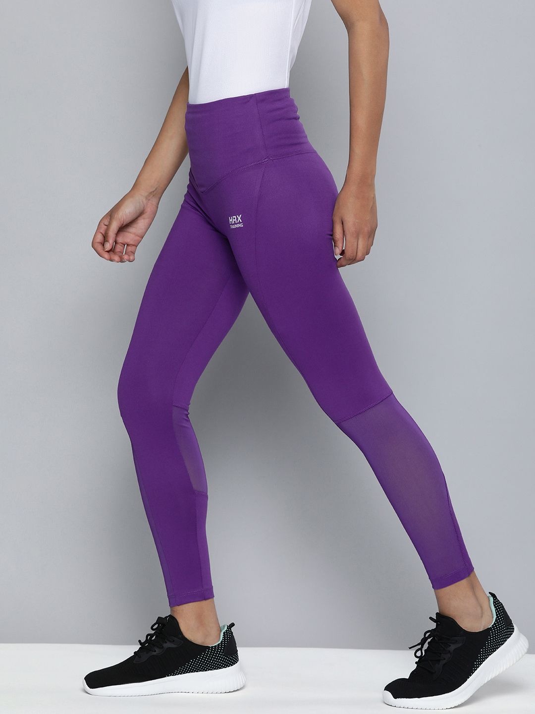 HRX by Hrithik Roshan Training Women Deep Wisteria Rapid-Dry Colourblock Tights Price in India