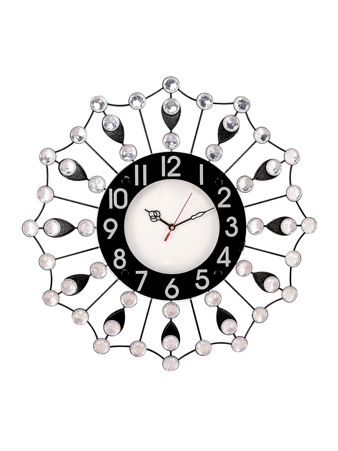 eCraftIndia White Dial Crystal-Studded 18 cm Analogue Wall Clock Price in India