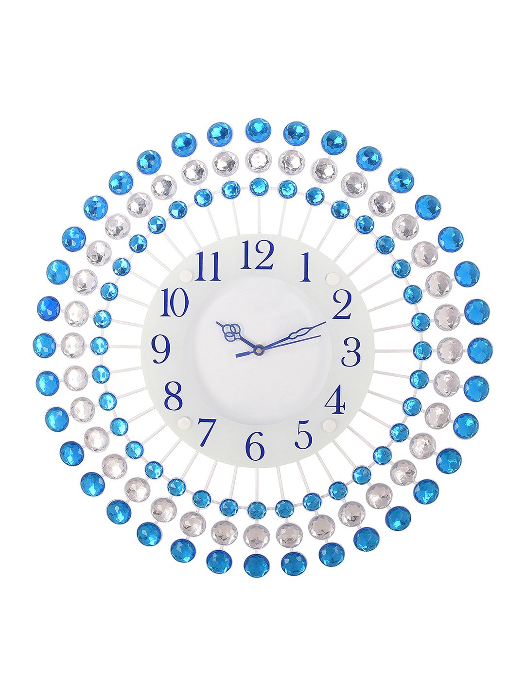 eCraftIndia White Dial Crystal-Studded 18 cm Analogue Wall Clock Price in India
