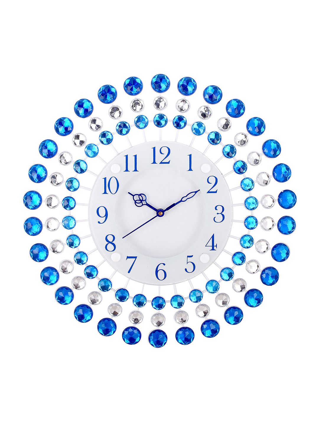 eCraftIndia White Dial Crystal-Studded 14 cm Analogue Wall Clock Price in India