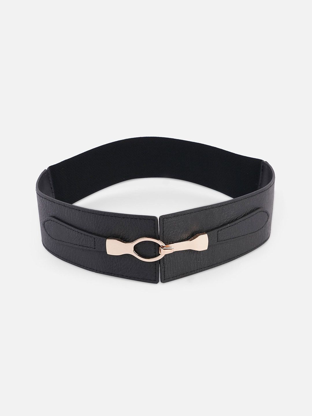 20Dresses Women Black Textured PU Belt With Gold Metal Oval Buckle Price in India